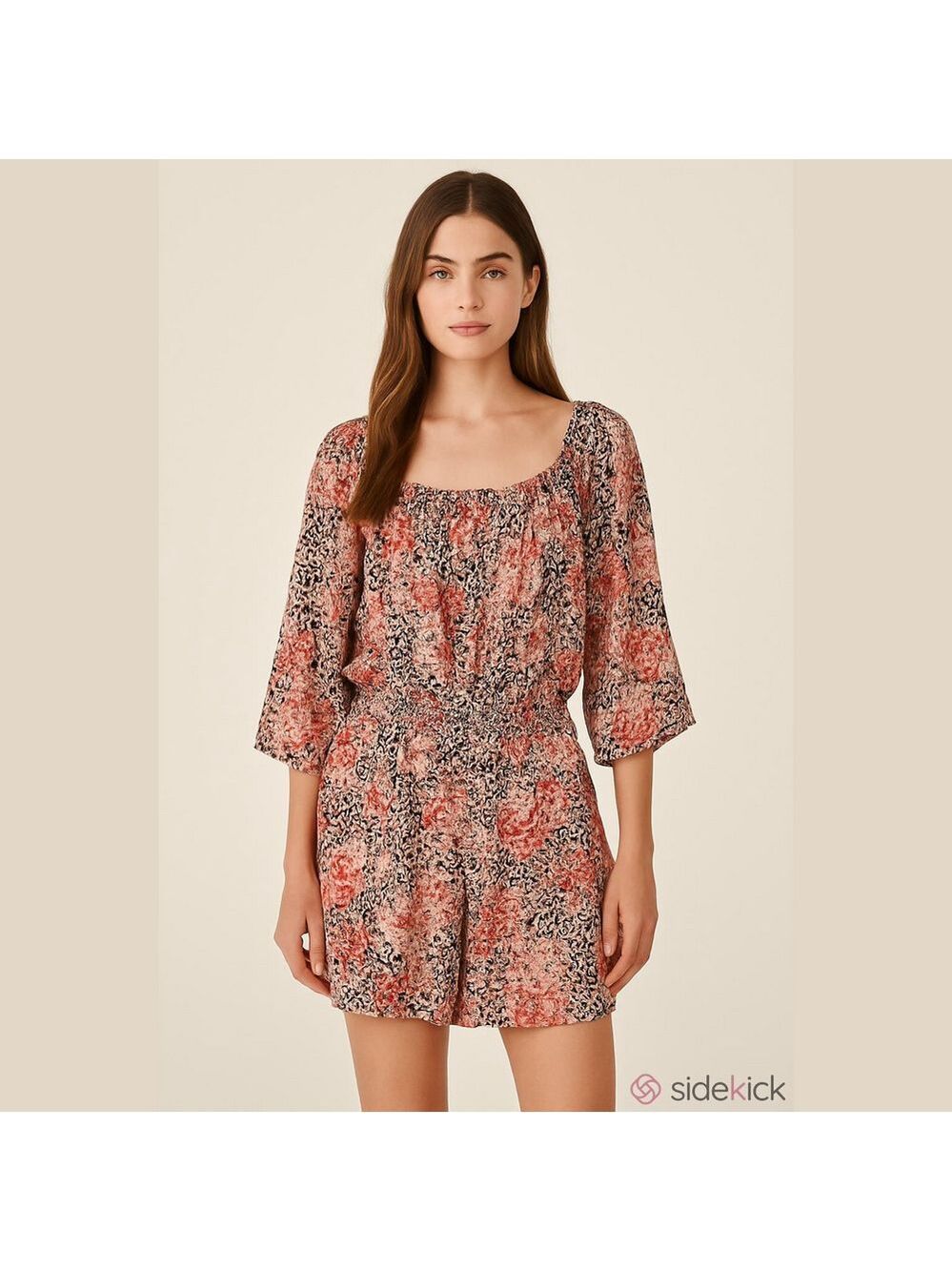 Toxik Romper Floral Leopard Print Skort, SZ 3X, Pretty red and pink floral (T3)